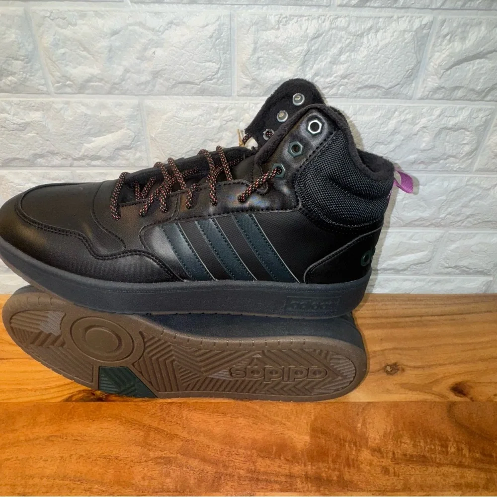 Adidas Hoops 3.0‎ Mid WTR Black with Multicolor Laces